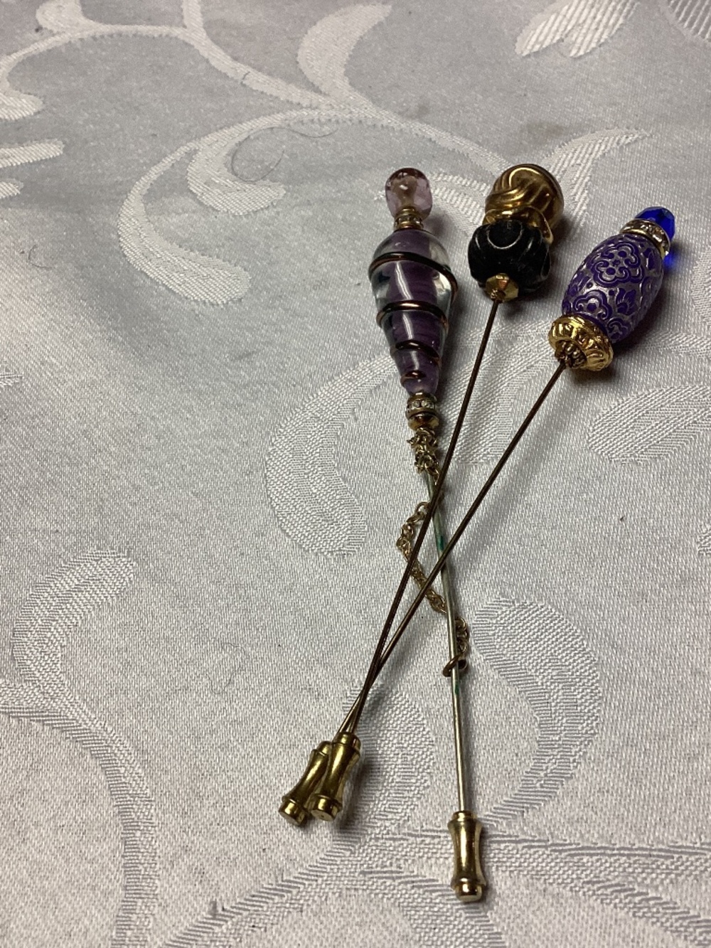 WOMENS sticking pins  3 piece lot fabulous. BROOCH / HAT. ETC